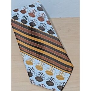 Richman Brothers Brown And Gold Retro Print & Stripe Tie 4" x 54"